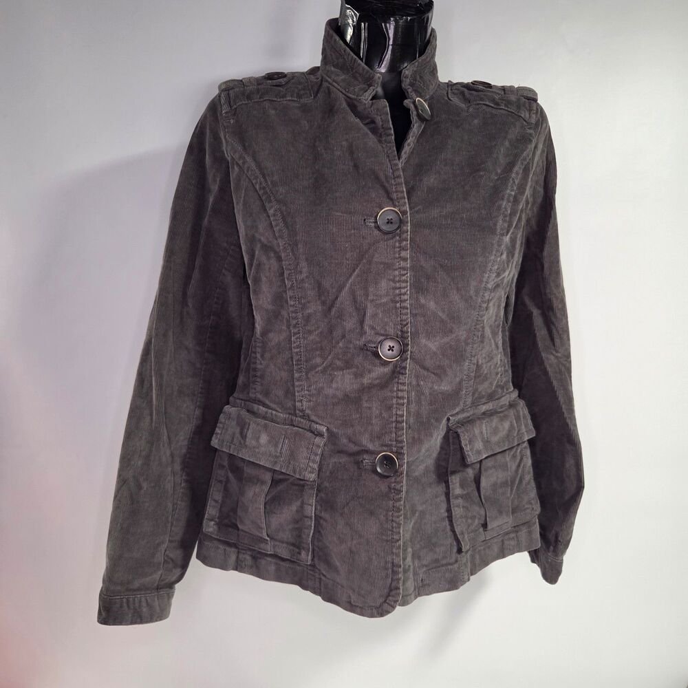 Eddie Bauer women's corduroy utility safari jacket medium gray